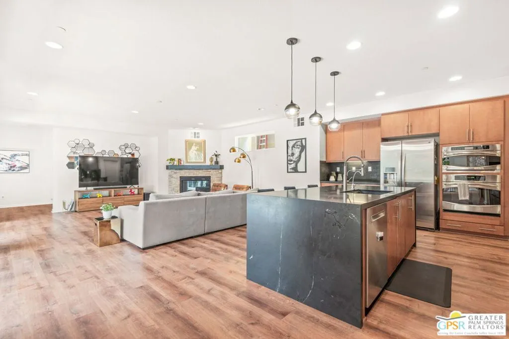 Kitchen looking to living area