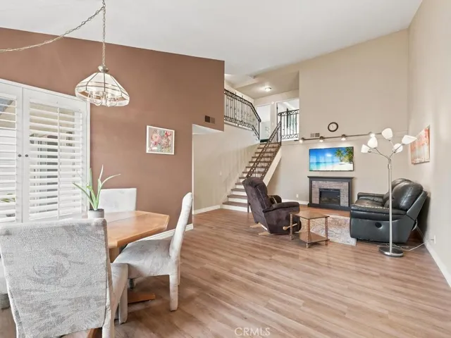 Living room with vaulted ceilings