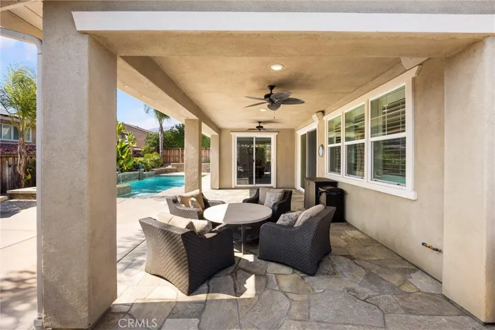 Covered patio off the living room/kitchen.