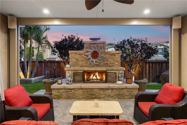 Outdoor fireplace.