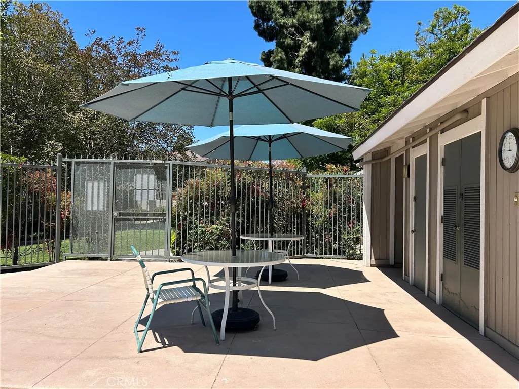 Umbrella covered tables
