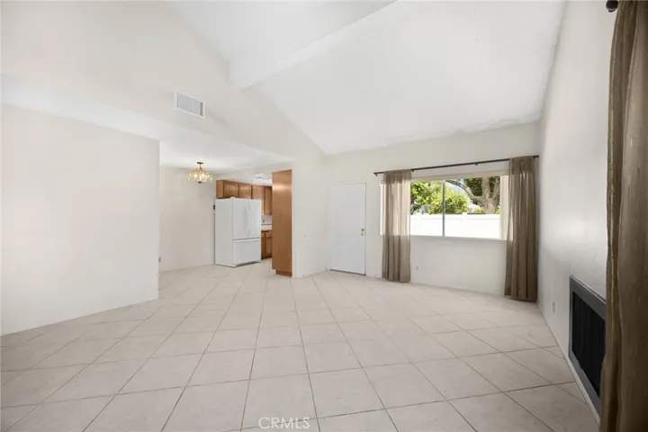 Family room looking toward dining area and kitchen