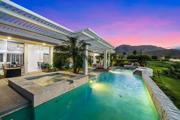 Backyard views at twilight