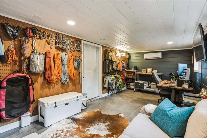 200 sq ft detached office, insulated with a mini-split AC, wrapped in tongue-and-groove shiplap