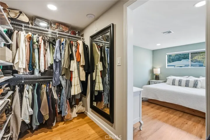 Walk-in closet with custom shelving
