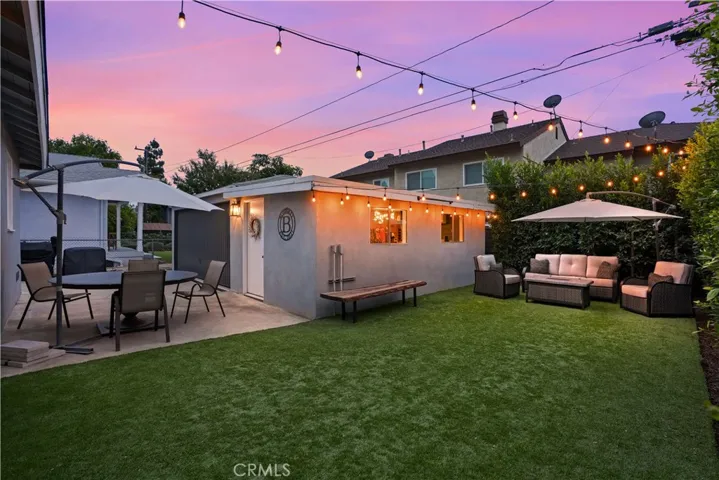 landscaped private backyard