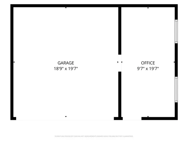 Detached garage and bonus office floor plan with dimensions