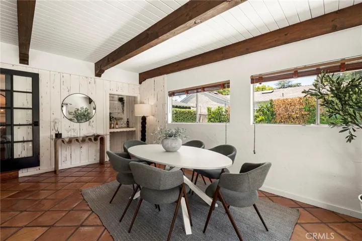 Dining table area with built in bar area