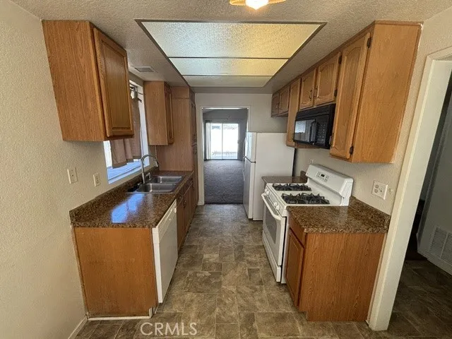 kitchen looking out towards living room