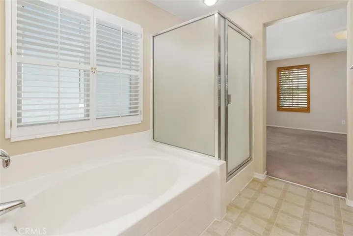 Separate shower and soaking tub in Primary