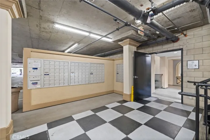 Mailboxes in parking garage