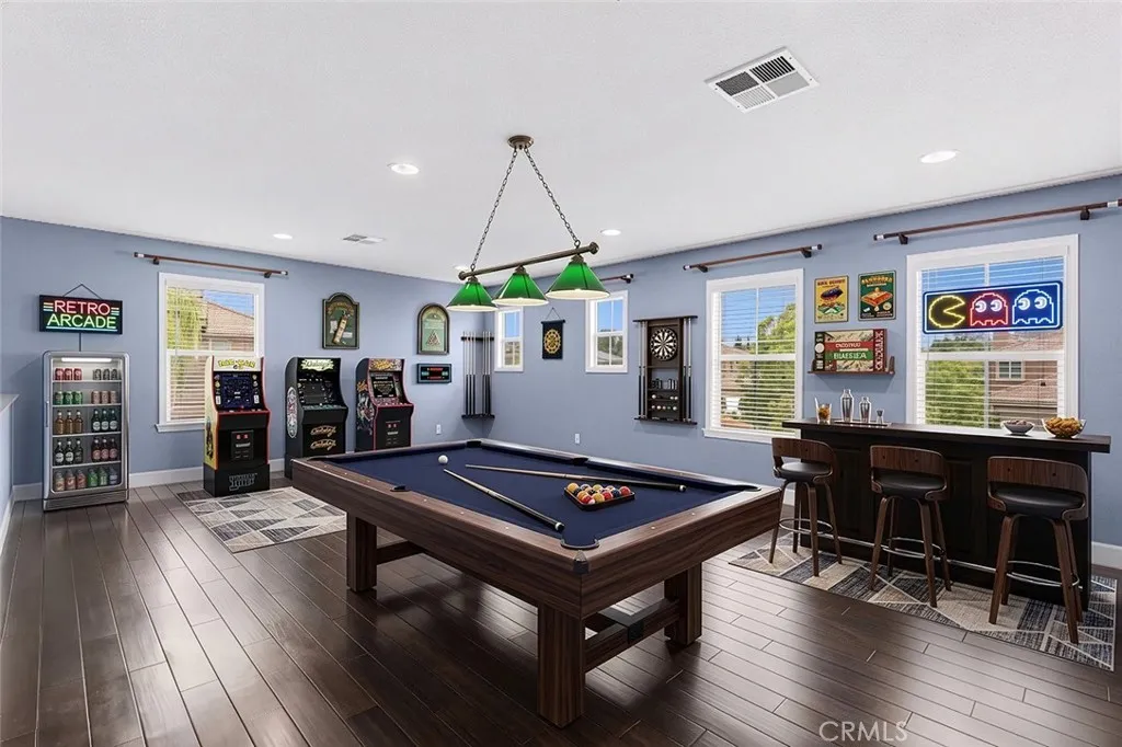 Virtually staged game room/loft