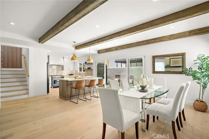 Open dining and kitchen area