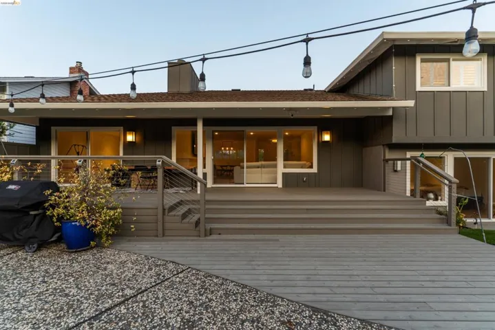 Spacious outdoor deck with multiple levels and integrated steps