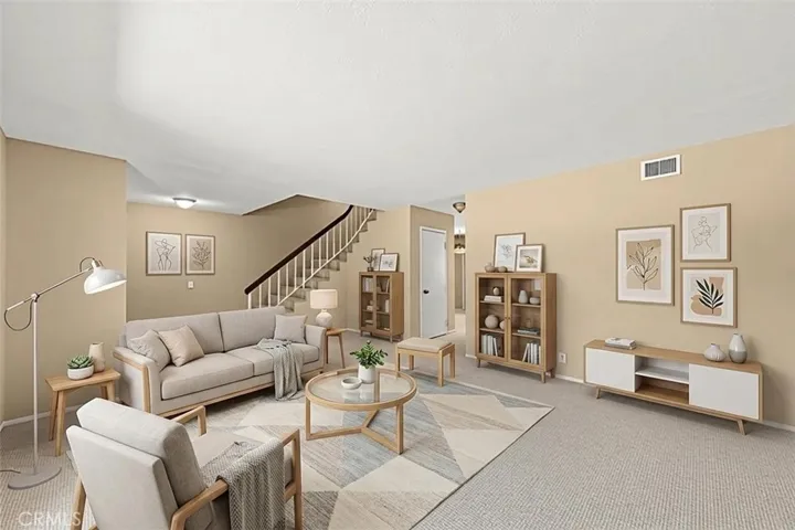 Living room,  virtually staged and photo enhanced.