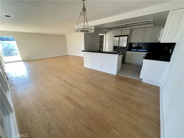 Kitchen and family room open to each other.