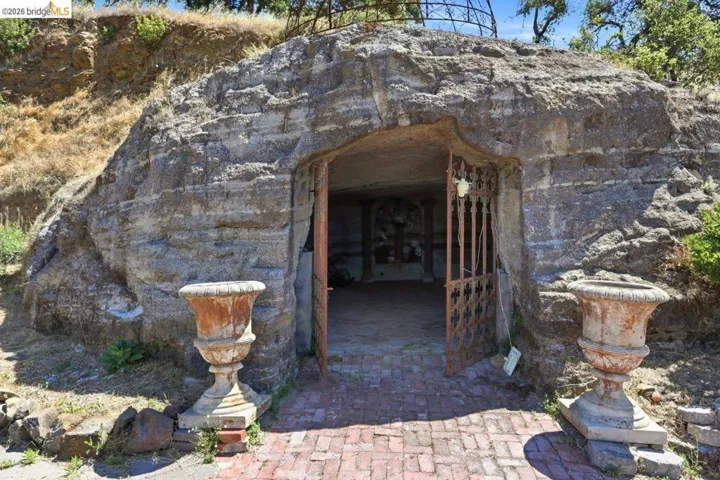 Close up view of cave entrance.