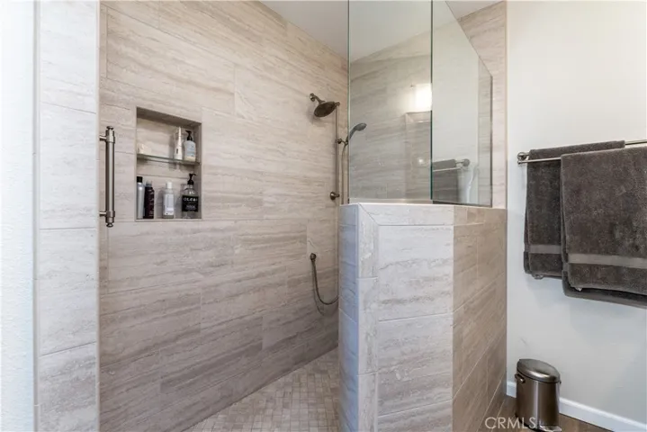 Floor to ceiling tile shower