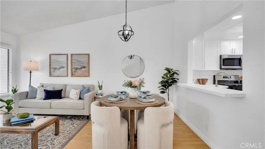 The pass through allows for easy access to the dining area.