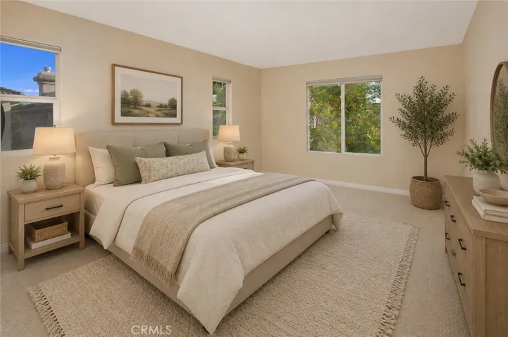 Photo is virtually staged.  Previous photo is how property currently shows. Upstairs, all four bedrooms have been freshly painted, creating a private retreat away from the home's main living areas.