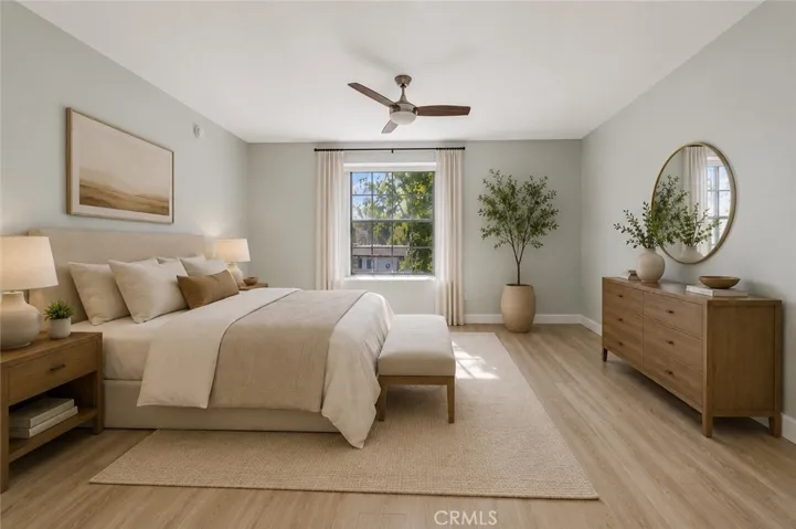 Primary bedroom. Virtual staged.