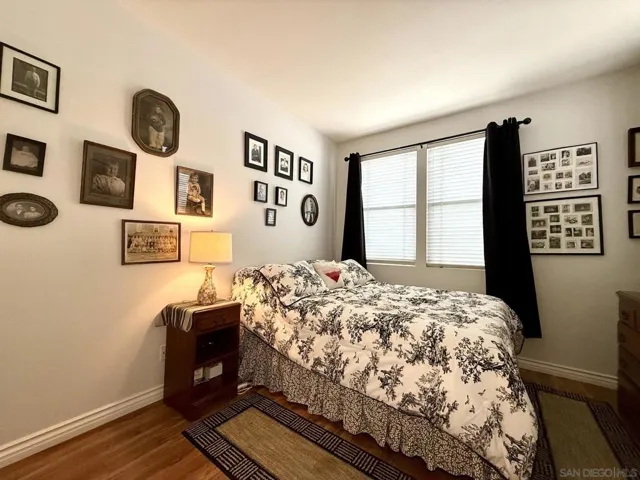 Downstairs bedroom next to a full size bathroom.