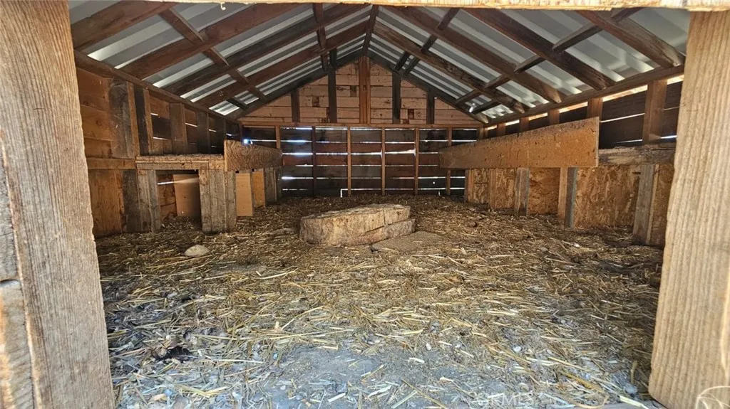 Inside chicken coop