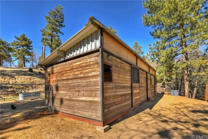 Back of horse stables