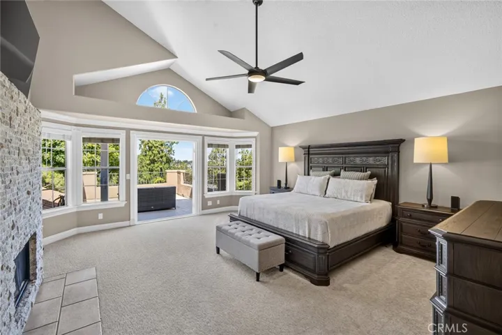 Main bedroom custom renovated gas fireplace