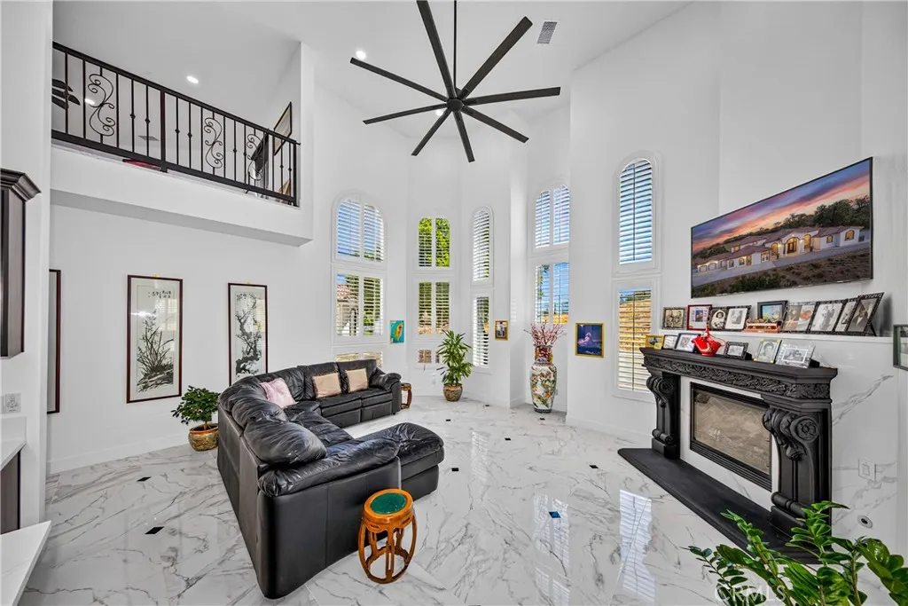 Family room with fireplace