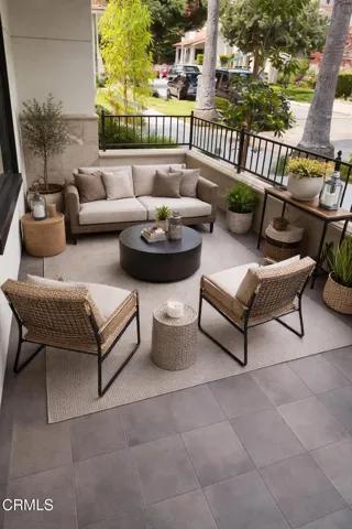 Modern patio with stylish outdoor furnit