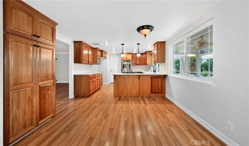 Large dining area with built in cabinetry.