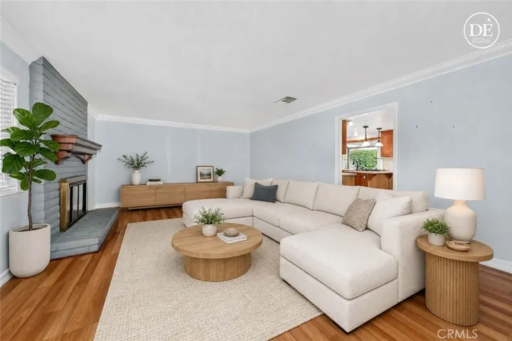 Virtually decorated living room.
