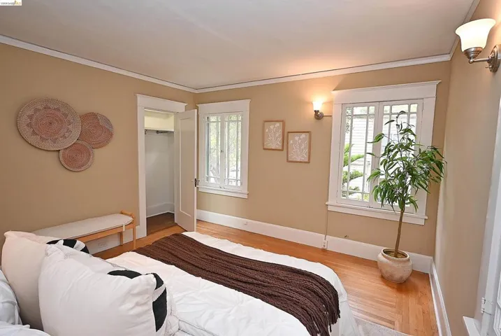 Bedroom overlooking backyard