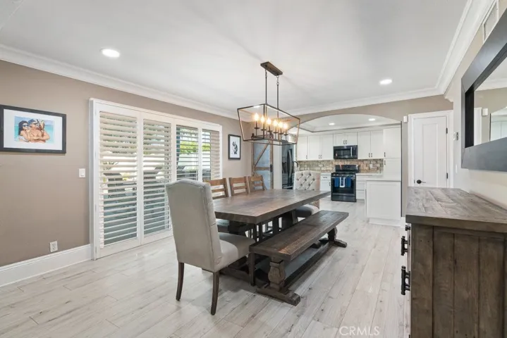 dining room with slider