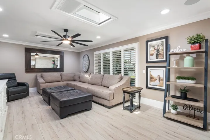 living room with slider