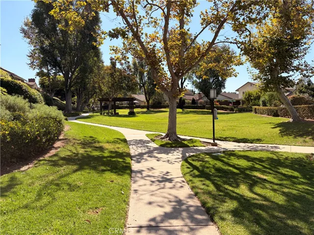 Green belt leading to pool