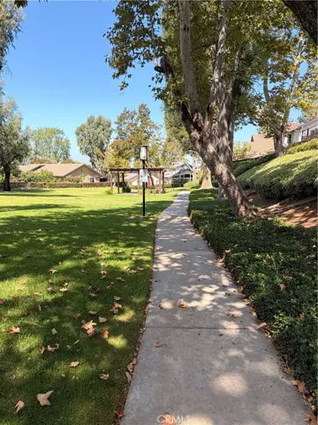 Green belt leading to pool