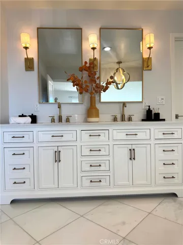 Master bathroom has double vanity