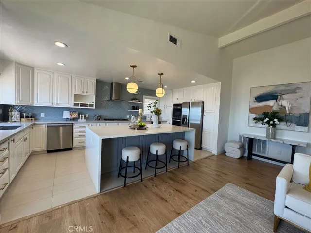 large kitchen with center island