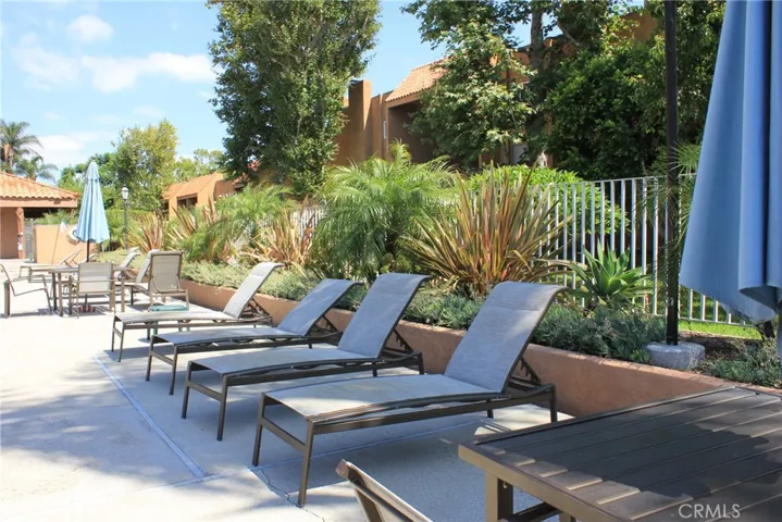 Lounge chairs and umbrellas