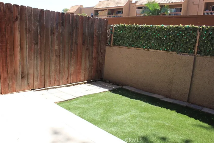 Backyard with artificial turf