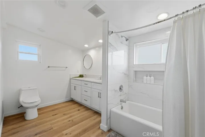 Primary suite bathroom front house