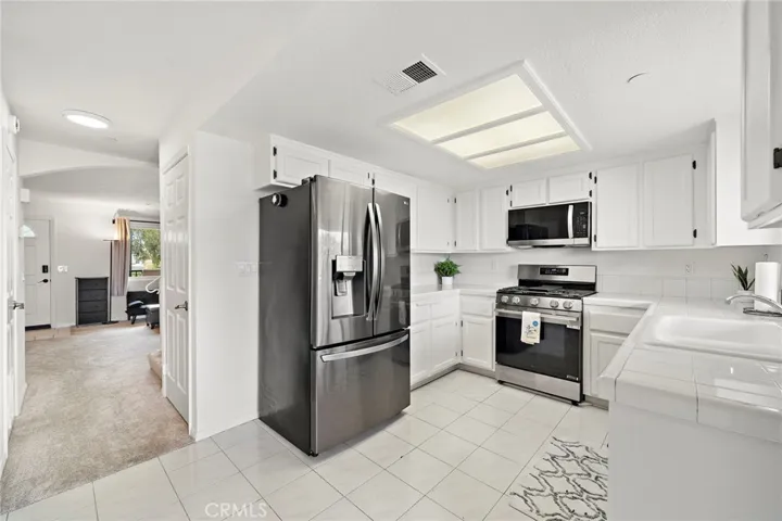 Modern stainless steel appliances.
