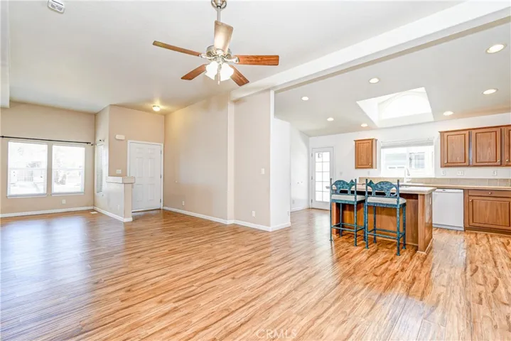 Living room, dining area & kitchen