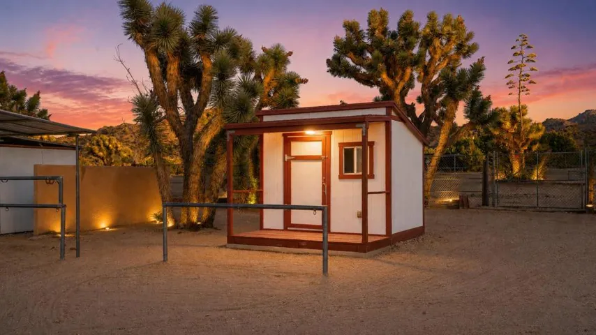 Tack shed at dusk