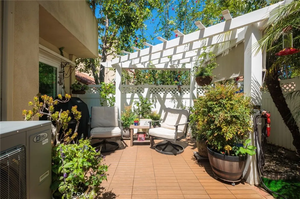 Cozy patio large enough for entertaining guests.