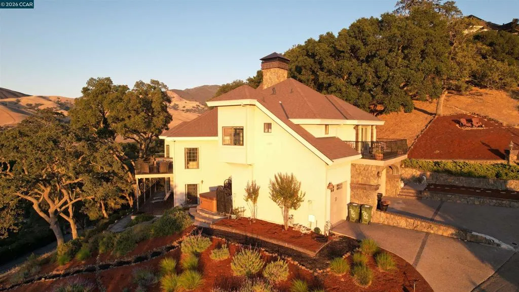 Sunset House Close Up Drone View