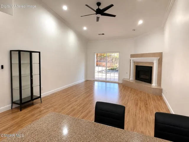 Family room with vaulted ceilings