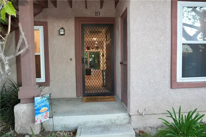 front door and porch